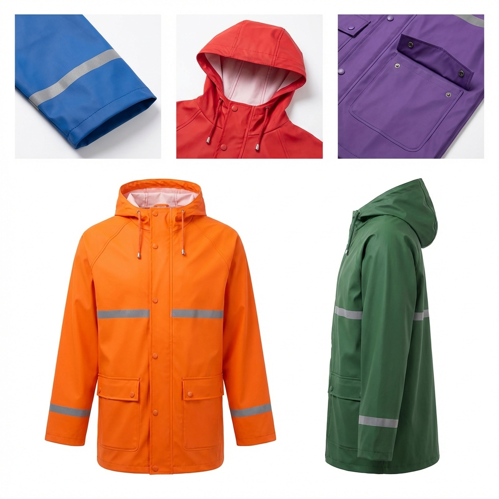 Odor-Free Longline Raincoat with Reflective Safety Trim