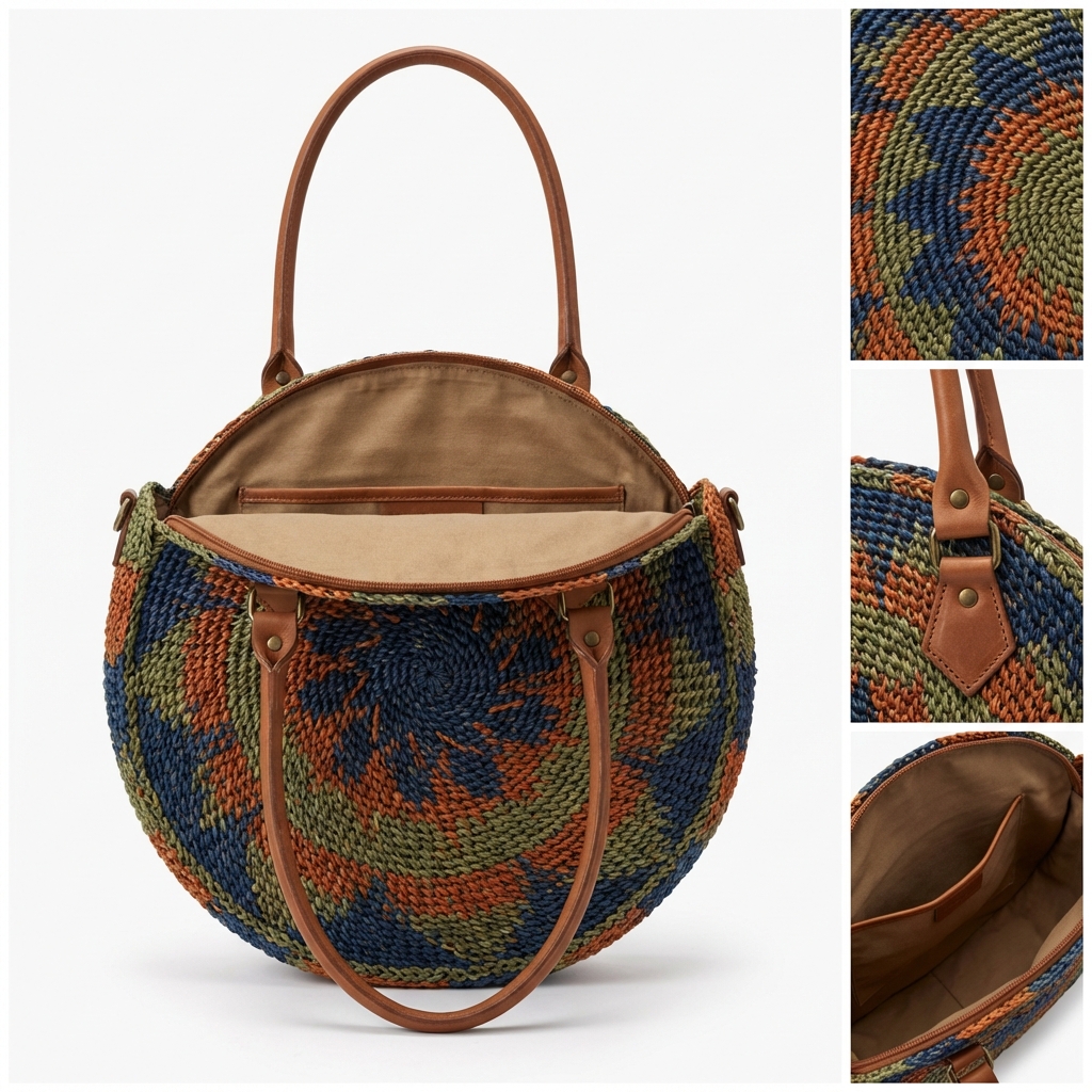 Handwoven Harvest Tote - Chic Corn Straw Bag with Zipper Closure