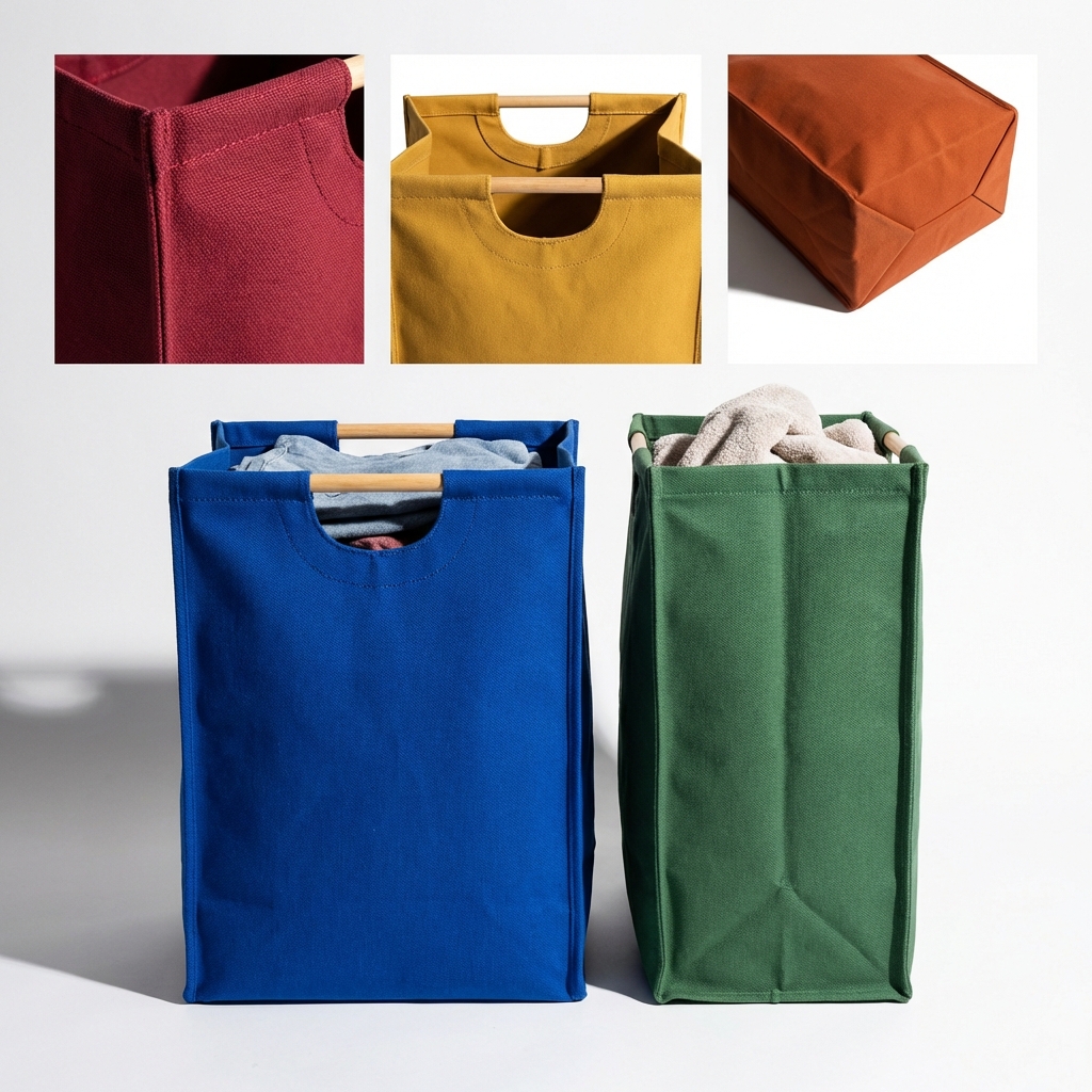 Collapsible Laundry Tote with Wooden Handles