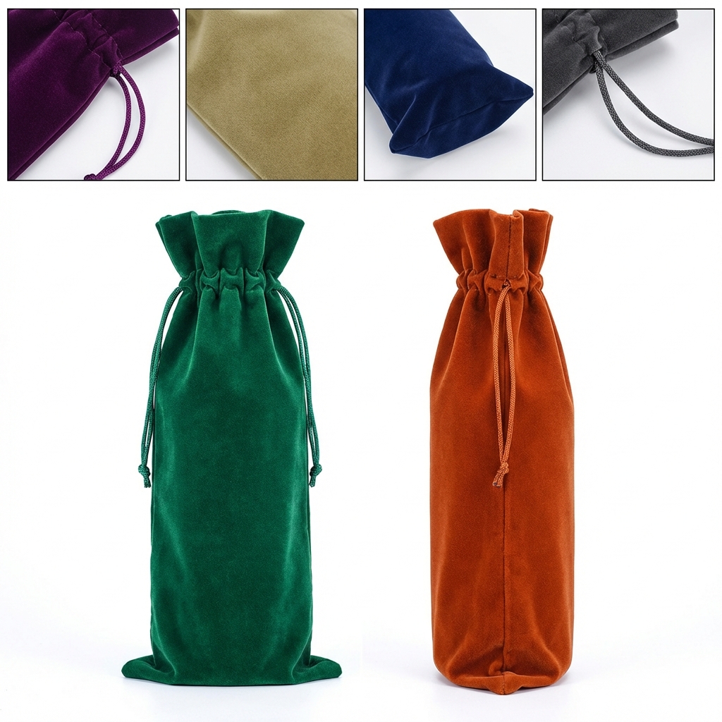 Reusable Flannelette Drawstring Wine Tote