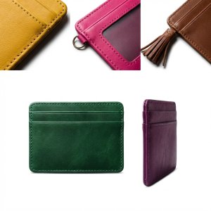 Artisan-Stitched Leather Card Case with Hidden Pocket